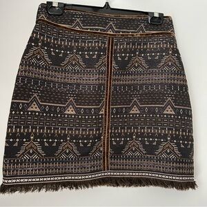 Esqualo Aztec Metallic Black Fringe Mini Skirt